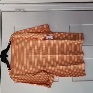 NWT. Christopher & Banks. Orange/white stripe top. XL